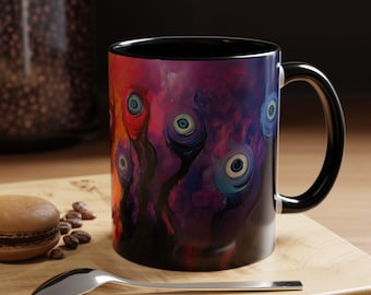 Colorful Eyeball Design Coffee Mug  Unique Gift for Creatives Art Lovers Halloween Decor Office Supply Vibrant Kitchenware