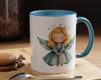 Whimsical Angel Coffee Mug Cute Gift for Friends Spiritual Decor Tea Lovers Birthday Surprise Unique Homeware, Angelthemed