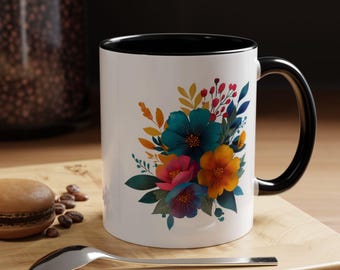 Floral Design Coffee Mug Gift for Coffee Lovers Gift for Mothers Day Gift for Her Birthday Gift for Flower Lovers Cozy Gift for Any Occasion