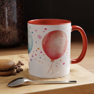 Celebrate with Colorful Balloons Coffee Mug Perfect for Birthdays Parties Gift Home Decor Fun Drinks