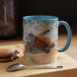 Beach Vibes Turtle Coffee Mug Ocean Lover Gift Sea Turtle Decor Nature Enthusiast Mug Coastal Kitchen Accessories Gift for Her