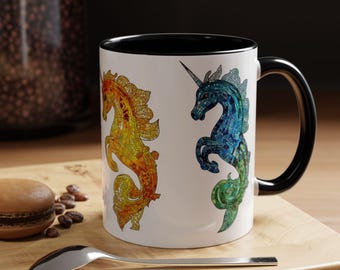 Colorful Unicorn Accent Coffee Mug Magical Creature Cup Gift for Unicorn Lovers Fantasy Decor Unique Tea Mug Birthday Present