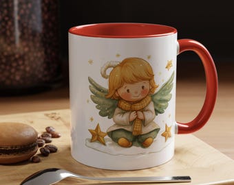 Skurrile Engel Akzent Kaffeetasse Perfekt für Weihnachten Gemütliche Morgen Geschenk für Sie Süßes Wohnkultur Vintage Engel Design