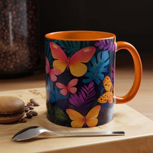 Vibrant Butterfly Coffee Mug  Floral Drinkware for Nature Lovers Gift for Her Spring Decor EcoFriendly Mug