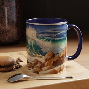 Ocean Wave Accent Coffee Mug Surfing Gift for Beach Lovers Coastal Decor OceanThemed Kitchenware Nature Lover&#39;s Mug