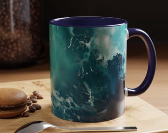 Ocean Wave Accent Kaffeetasse Perfekt für Strandliebhaber Ideales Geschenk für Home Moderne Küche Dekor Ocean inspiriert Trinkgefäße