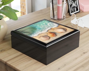 Boîte à bijoux côtière, organisateur de bibelots inspiré de l'océan, rangement de coquillages, cadeau de décoration de plage pour les amoureux de la plage, thème de l'océan