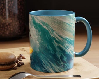 Surfer Accent Coffee Mug Ocean Waves Mug Beach Lover Gift Surfing Coffee Cup Unique Travel Mug Gift for Surfers