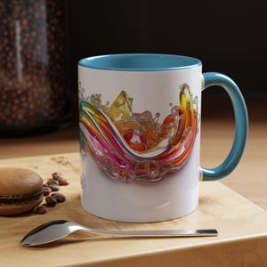 Colorful Wave Accent Coffee Mug  Vibrant Artwork Gift for Coffee Lovers Unique Kitchen Decor Fun Drinkware Colorful Mug