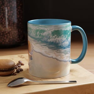 Coastal Vibes Coffee Mug Beach Artwork Ocean Lover Gift Seashell Design Summer Home Decor Perfect for Coffee and Tea, Gift for Her