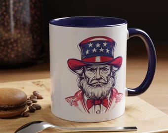 Patriotic Uncle Sam Coffee Mug 4th of July Gift Americana Decor Fun Mug for Veterans Ideal for Thanksgiving Unique Holiday Drinkware
