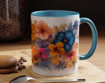 Tropical Floral Coffee Mug  Perfect Gift for Beach Lovers Home Decor Tropical Vibes Flower Enthusiasts Summer Mugs