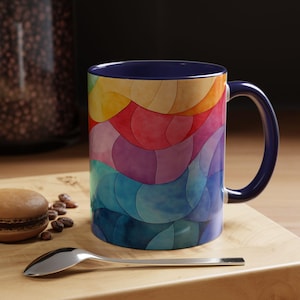 Colorful Accent Coffee Mug Vibrant Rainbow Design Mug Gift for Art Lovers Unique Cafe Mug Home Decor