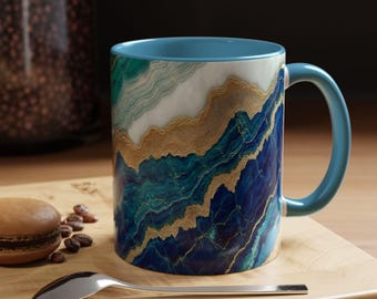 OceanInspired Accent Coffee Mug  Geode Art  Perfect for Home Gifts Ocean Lovers Coffeeholics Balance Decor