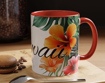 Tropical Hawaii Coffee Mug Floral Tea Cup Beach House Decor Gift for Coffee Lovers Summer Drinkware
