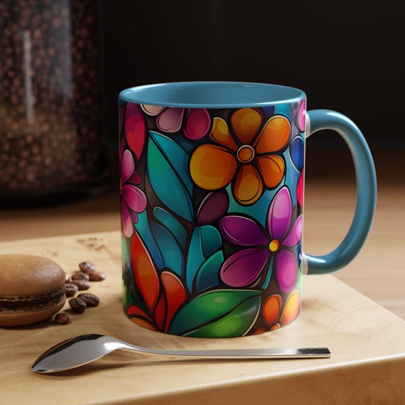 Vibrant Floral Accent Coffee Mug Colorful Floral Design Gift for Flower  Lovers Home Decor Daily Use Tea Mug Gift for Her - Etsy