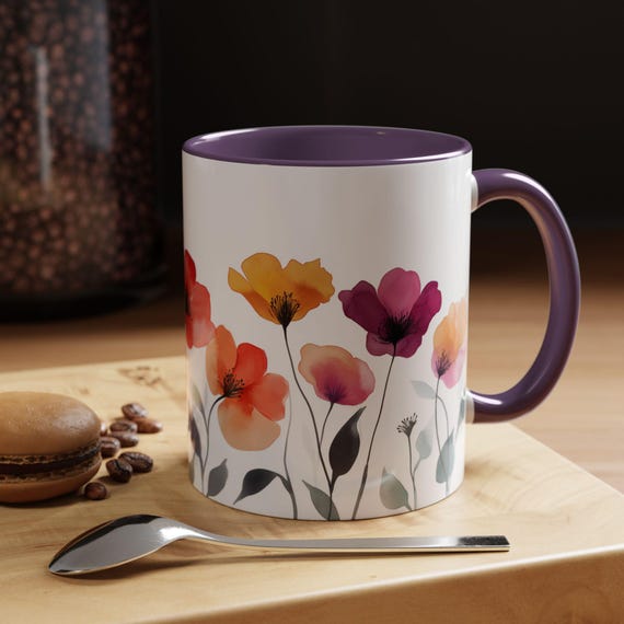 Blumenakzent-Kaffeetasse Lebendige Blumentasse für Naturliebhaber Perfektes Geschenk für Muttertag Home Office Decor Tee-Liebhaber im Garten arbeiten