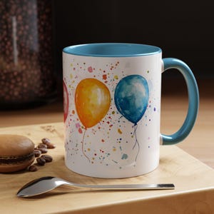 Colorful Balloon Accent Coffee Mug  Party Mug Birthday Gift Celebration Cup Art Lover&#39;s Coffee Cup Fun Drinkware