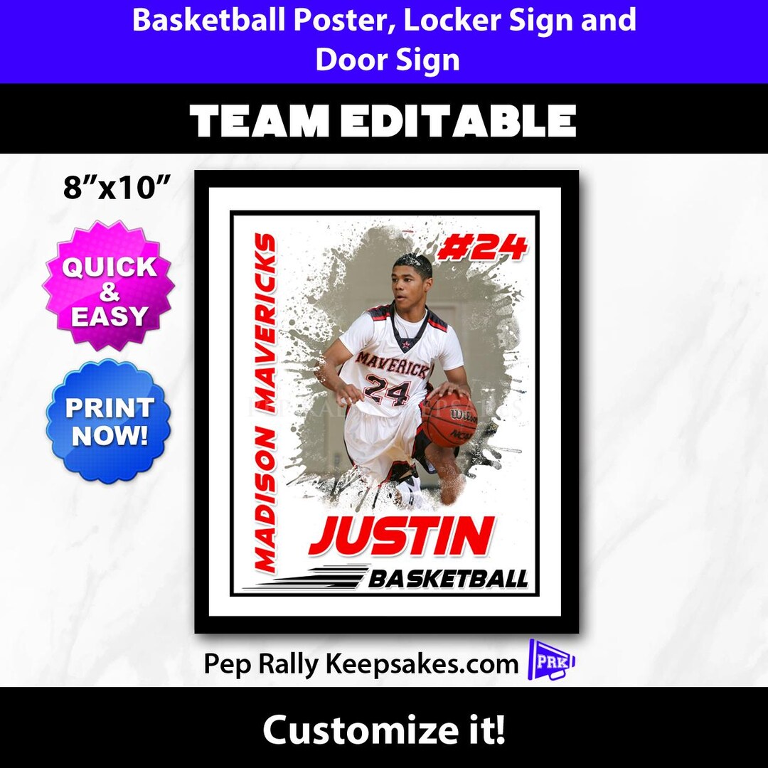Basketball Locker Sign, Door Sign and Wall Art Poster With Photo to ...