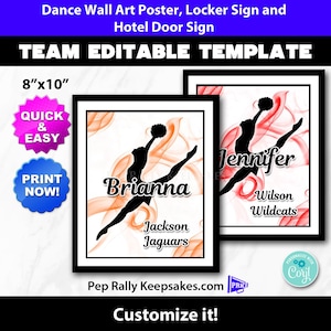 Drill Team Locker Sign, Hotel Door Sign and Wall Art Poster with Smoke to Personalize for Dance Team Gifts, Editable Printable Template DT83