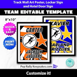 Track Locker Sign, Hotel Door Sign and Wall Art Poster with Star to Personalize for Boys Track Team Gifts, Editable Printable Template CC70
