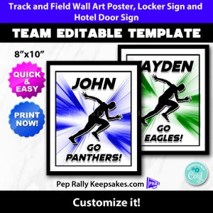 Track and Running Locker Sign, Hotel Door Sign and Wall Art Poster to Personalize for Running Team Gift, Editable Printable Template CC81