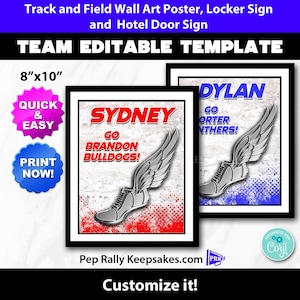 Track and Running Locker Sign, Hotel Door Sign and Wall Art Poster to Personalize for Running Team Gift, Editable Template CC83