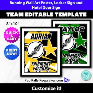 Track and Cross Country Locker Sign, Door Sign & Wall Art Poster with Winged Shoe to Personalize for Team, Printable Editable Template CC67