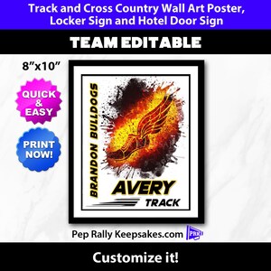 Track Locker Sign, Hotel Door Sign & Wall Art Poster with Winged Shoe to Personalize for Track Team Gifts, Editable Printable Template CC78