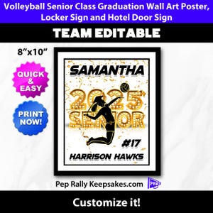 Volleyball Senior Class Locker Sign, Hotel Door Sign & Wall Art Poster to Personalize for Volleyball Team Gifts, Printable Editable SCVB113