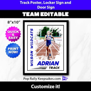 Track Locker Sign, Hotel Door Sign and Wall Art Poster with Photo to Personalize for Track Team Gifts, Editable Printable Template CC75
