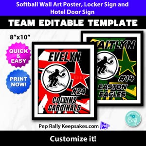 Softball Catcher Locker Sign, Hotel Door Sign and Wall Art Poster with Star to Personalize for Softball Team Gifts, Printable Editable  SB46