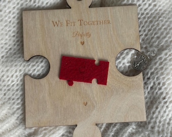 Wooden sign puzzle on the theme of love, gift for any occasion for loved ones