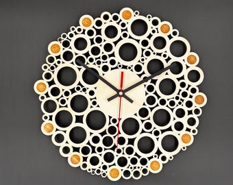 Wooden wall clock for living room, dining room, hallway or office as a gift for Mother&#39;s Day or any occasion