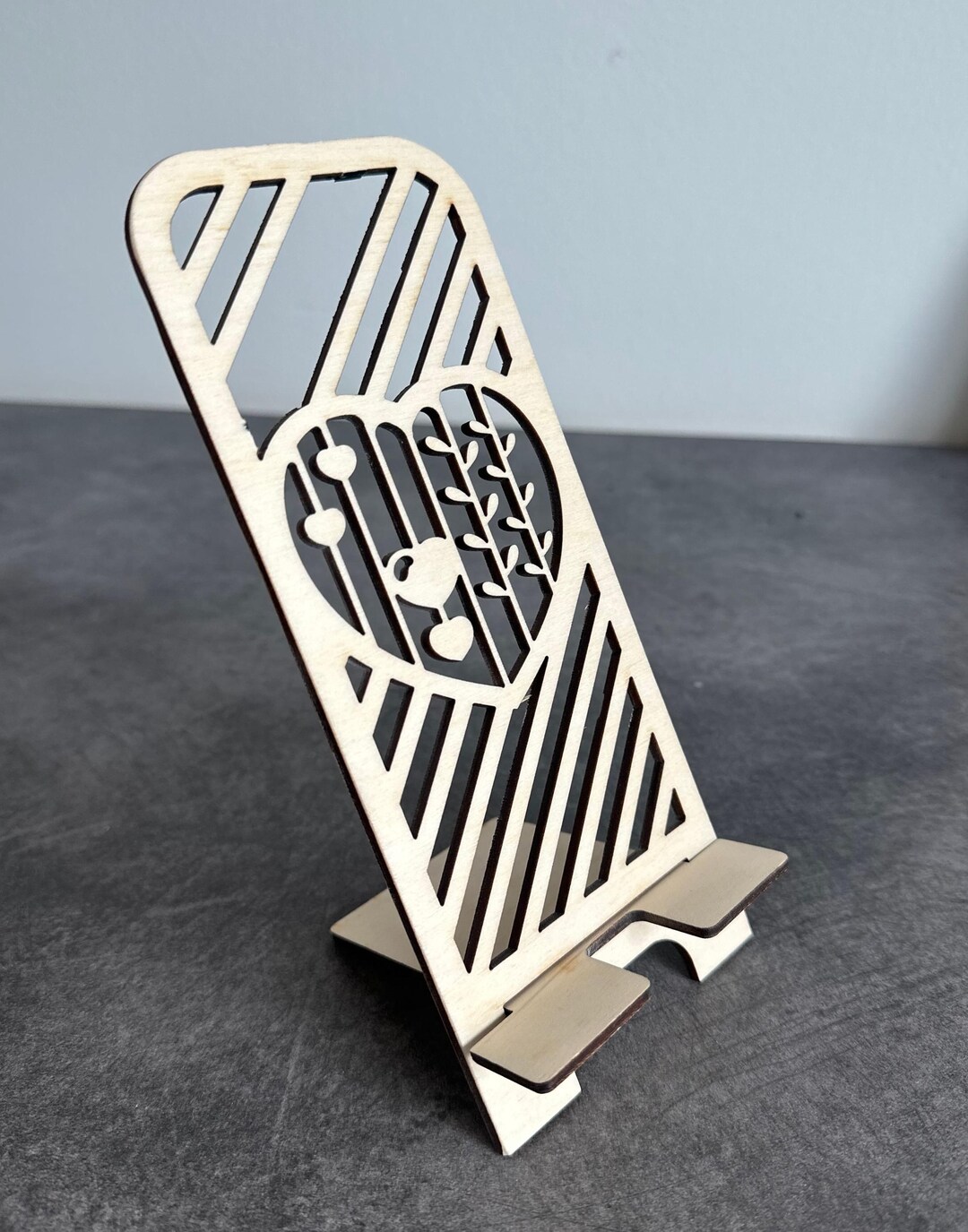 Stylish Mobile Phone Stand. Practical, Stable, Modern, Cut From Wood ...