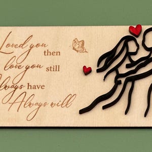 Tarjeta de amor de madera, letrero de madera sobre el tema del amor, de dos capas, regalo para cualquier ocasión para tu ser querido.