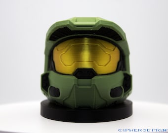 3d Printed 1/4 Scale Miniature Halo Helmet With Base - MK6 - Master Chief