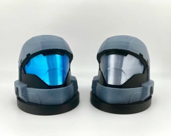 Halo ODST Helmet Miniature – 3D Printed Display (Blue or Silver Visor)