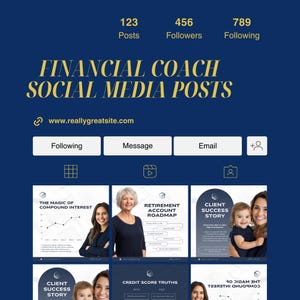 FINANCIAL COACH Social Media Posts, editable digital templates for Instagram, boost your financial coaching engagement and reach!
