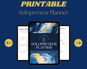 Solopreneur Planner | Digital Business Planner for Entrepreneurs | Printable AI Planner | Goal Tracker | Time Management Tool