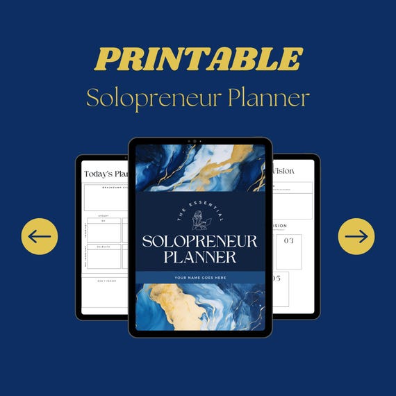 Solopreneur Planner | Digital Business Planner for Entrepreneurs | Printable AI Planner | Goal Tracker | Time Management Tool