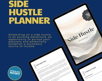 Side Hustle Planner, Digital Printable Planner for Effective Side Hustle Planning, Perfect Gift for Business Starters, side hustle plan