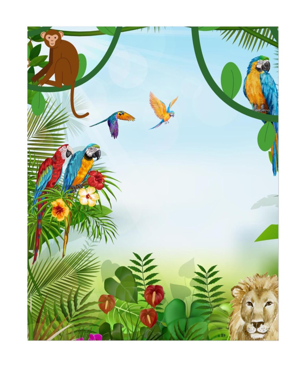Colorful Jungle Animals Art Print: Tropical Rainforest Decor - Etsy