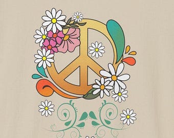 Hippie T-Shirt: Retro Peace Sign with Flower Power