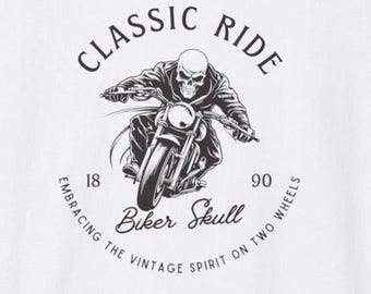 Skull Biker T-Shirt, Motorcycle Tee, Vintage Rider Shirt, Classic Bike Top, Unisex Softstyle Tee