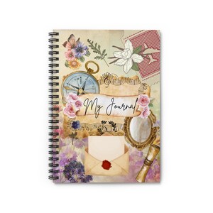 Vintage Junk Journal Notebook: Ruled Line Retro Diary