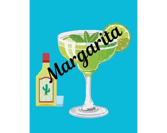 Margarita Cocktail Poster: Colorful Pub & Home Bar Wall Art