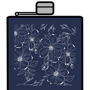 Floral Stainless Steel Hip Flask: Bridal Party Favor