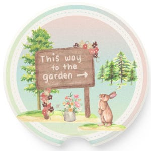 Garden-Themed Car Coaster, Cute Rabbit Decor, Perfect for Garden Lovers, Travel Gift, Cute Home Accent