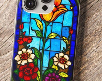 Stained Glass Flower iPhone Case: Vibrant Floral Flexi Cover